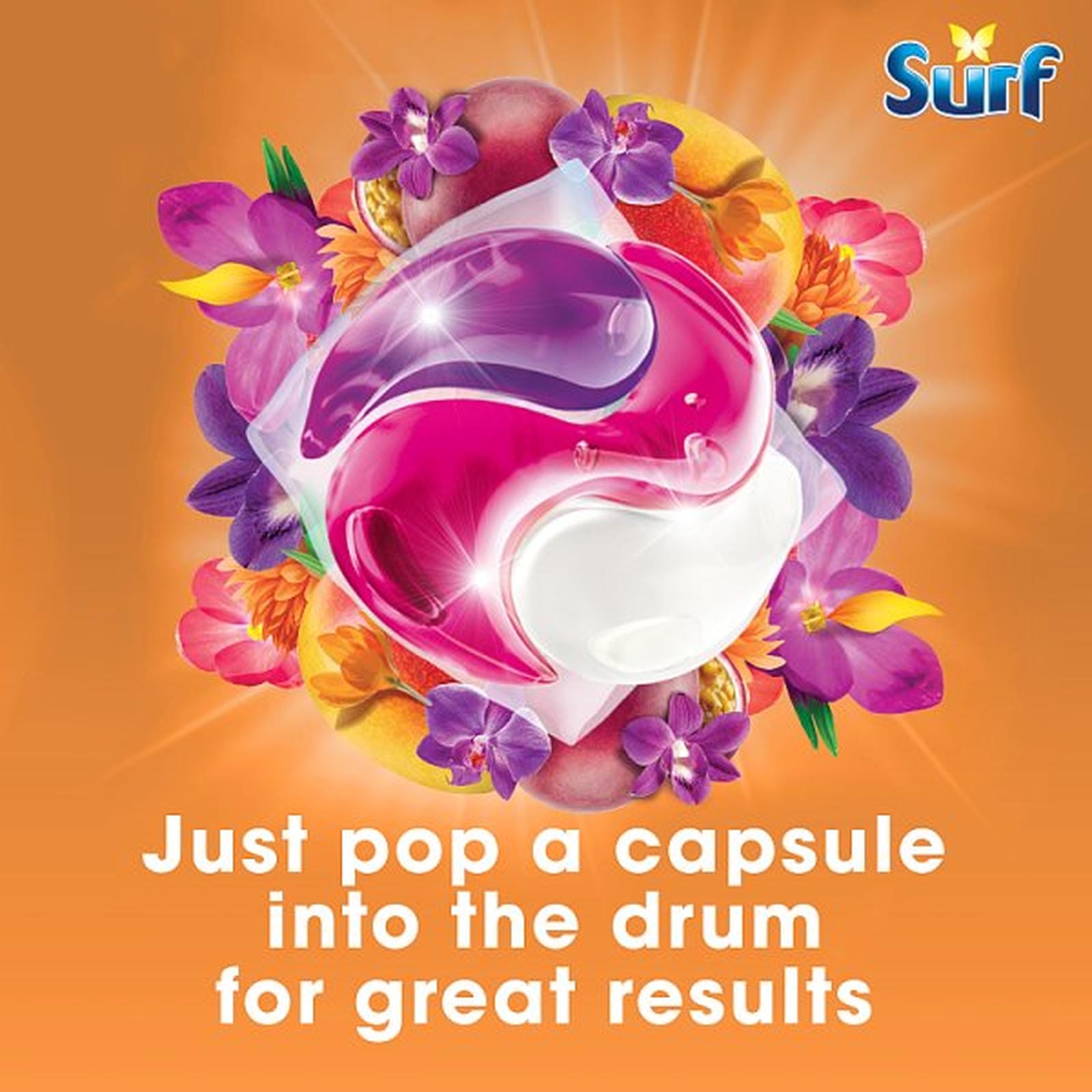 Surf 3 in 1 Laundry Washing Detergent Capsules Passion Bloom 15 washes