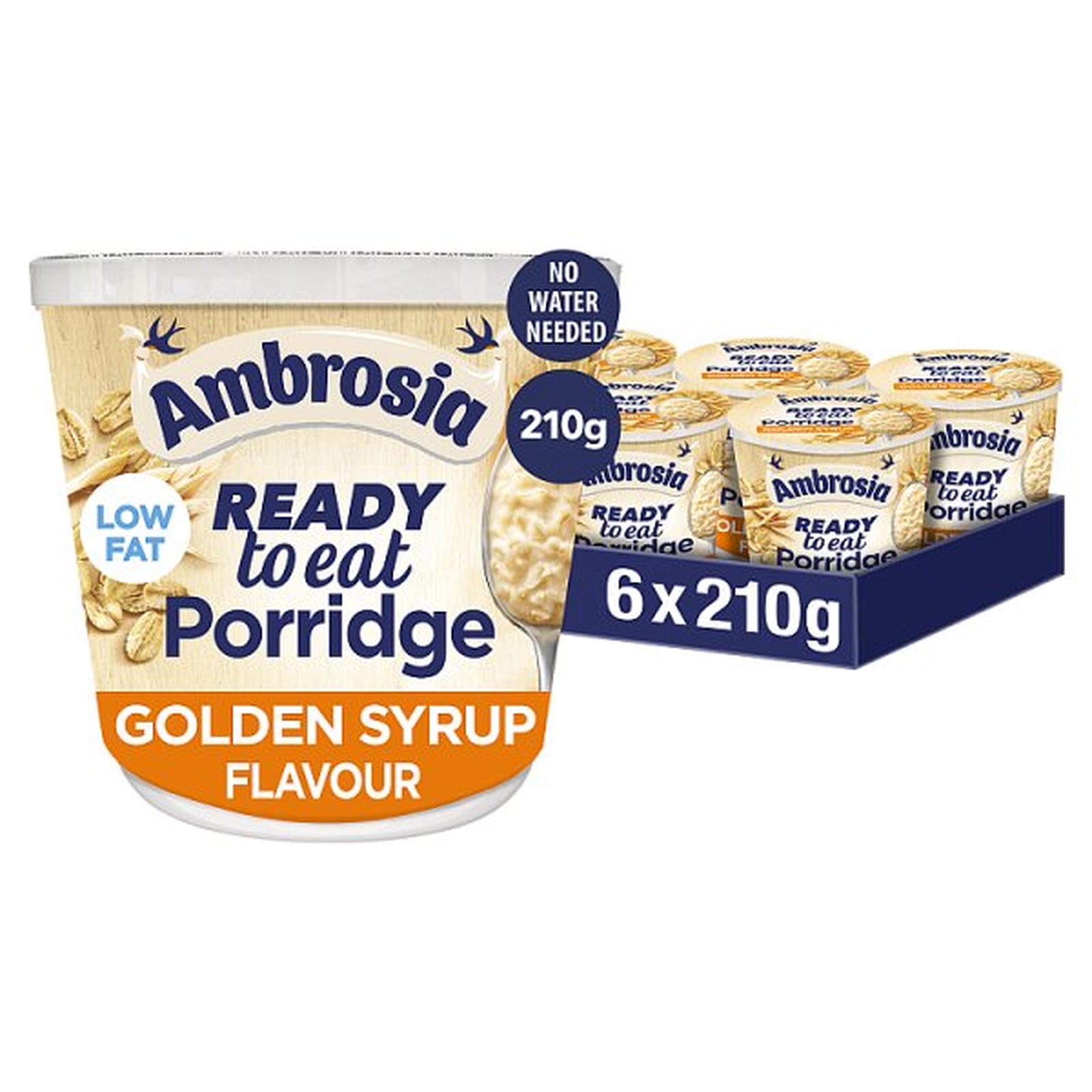 Ambrosia Ready to Eat Porridge Oat Cereal Pot Golden Syrup 210g
