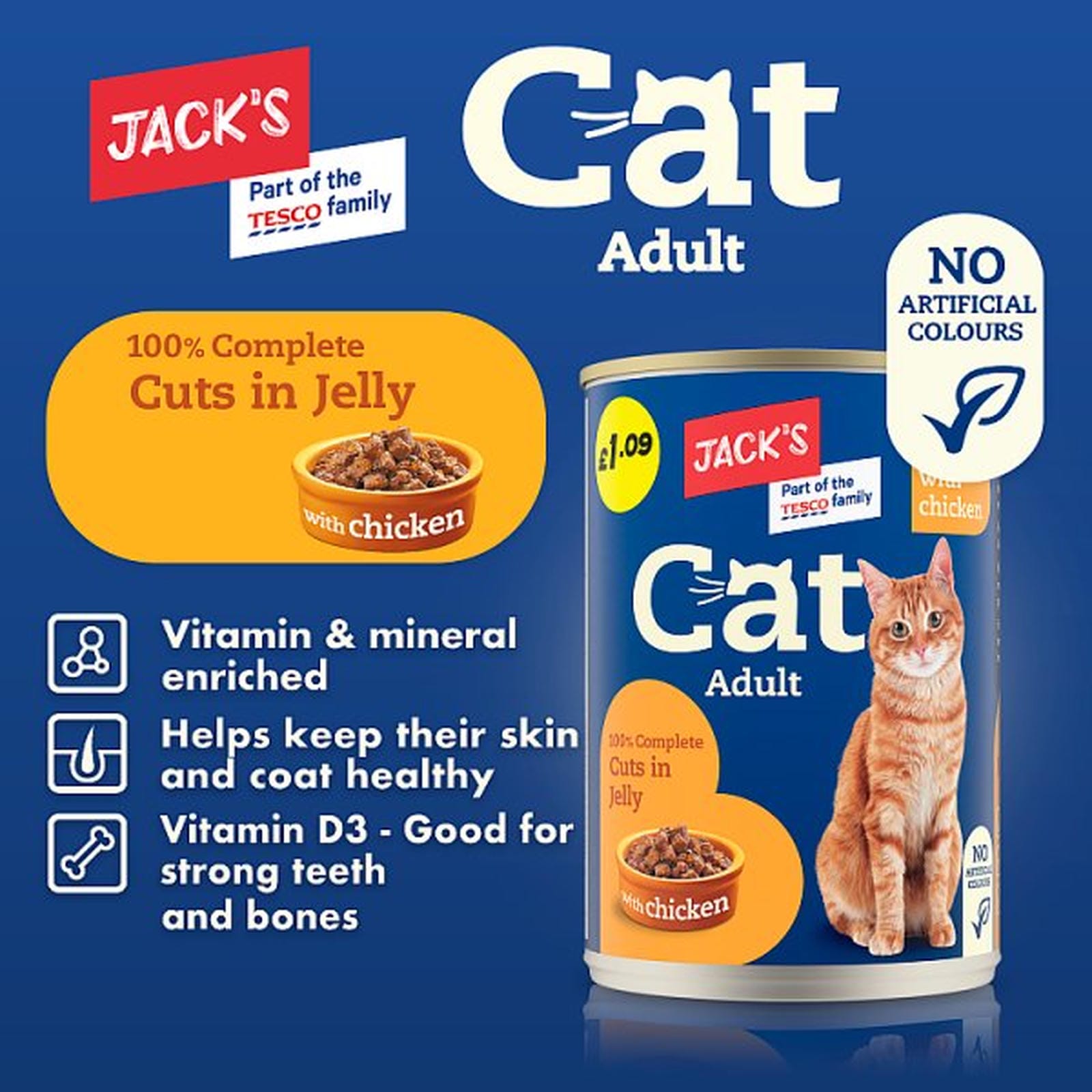 Jack's Adult Cat 100% Complete Cuts in Jelly with Salmon 415g