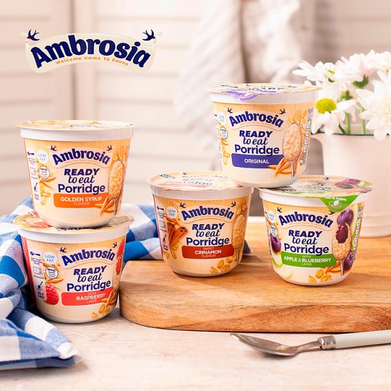 Ambrosia Ready to Eat Porridge Oat Cereal Pot Golden Syrup 210g