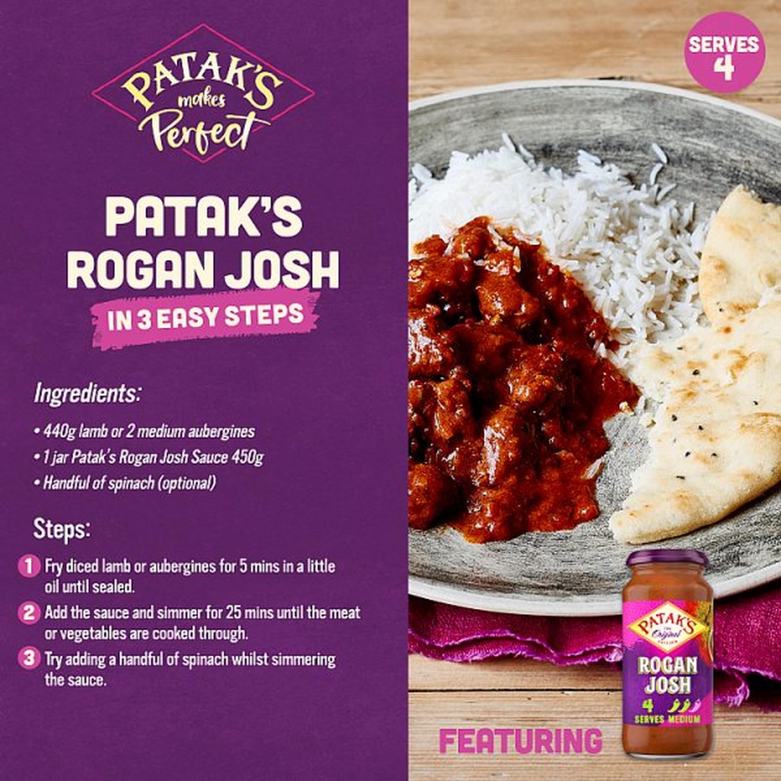 Patak's Rogan Josh Curry Sauce 450g