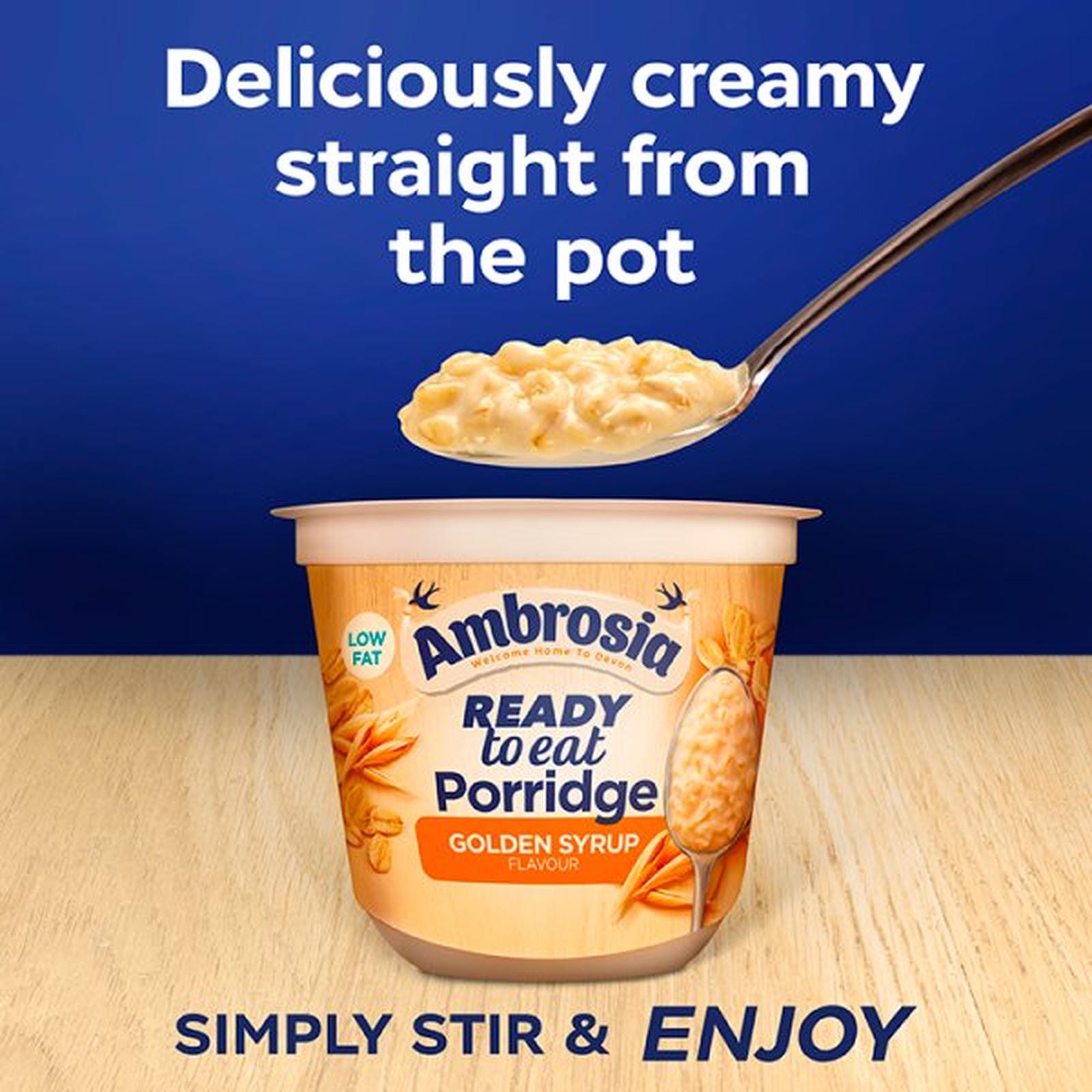 Ambrosia Ready to Eat Porridge Oat Cereal Pot Golden Syrup 210g