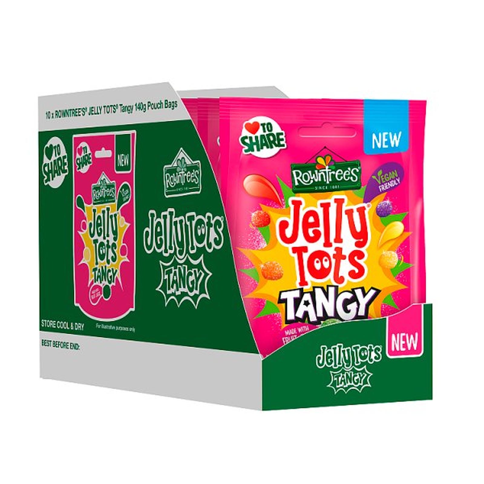 Rowntree's Jelly Tots Tangy Sweets Sharing Bag 140g