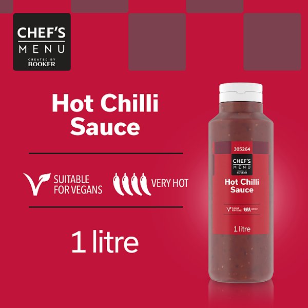 Chef's Menu Chilli Sauce Hot 1 Litre Bottle Suitable For Catering And Foodservice