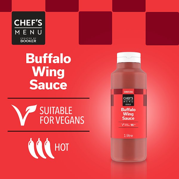 Chef's Menu Buffalo Wing Sauce No Artificial Colours 1 L Bottle 3-Chilli Rating Authentic Cayenne Heat