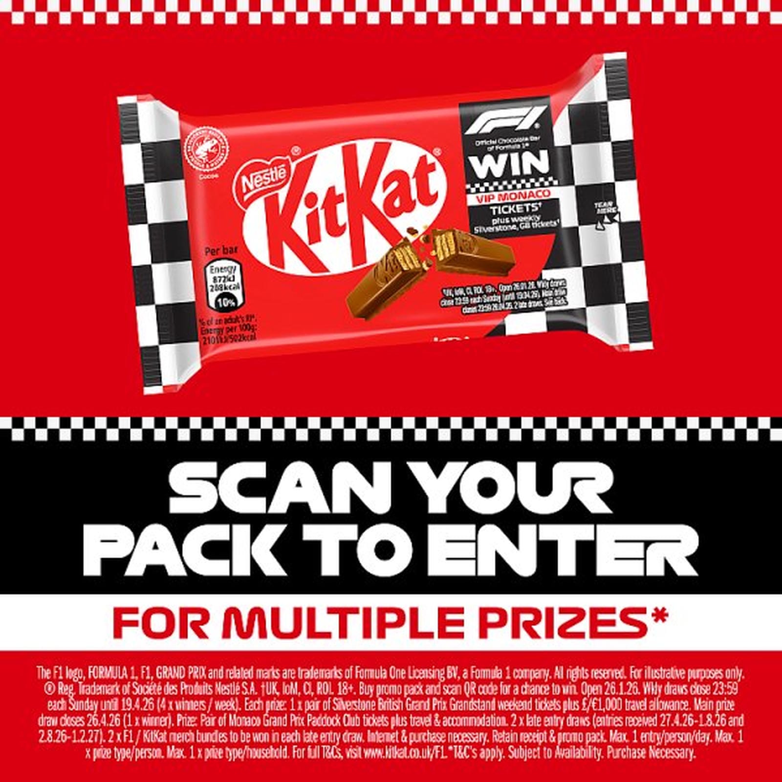 KitKat F1 4 Finger Milk Chocolate Biscuit Bar 41.5g