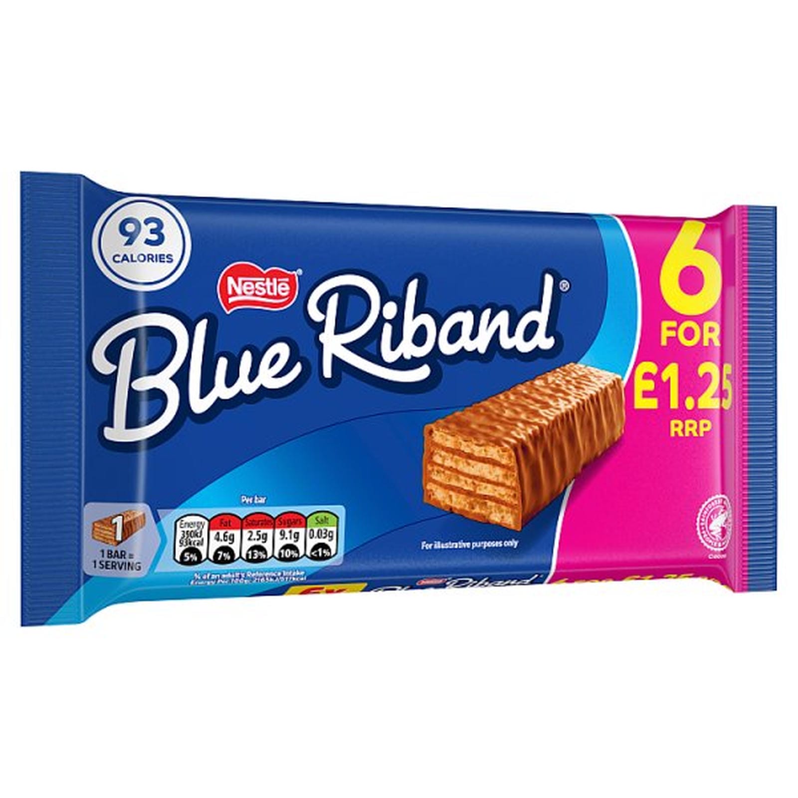 Blue Riband Wafer Biscuit Bar 6 Pack Multipack 108g PMP £1.25