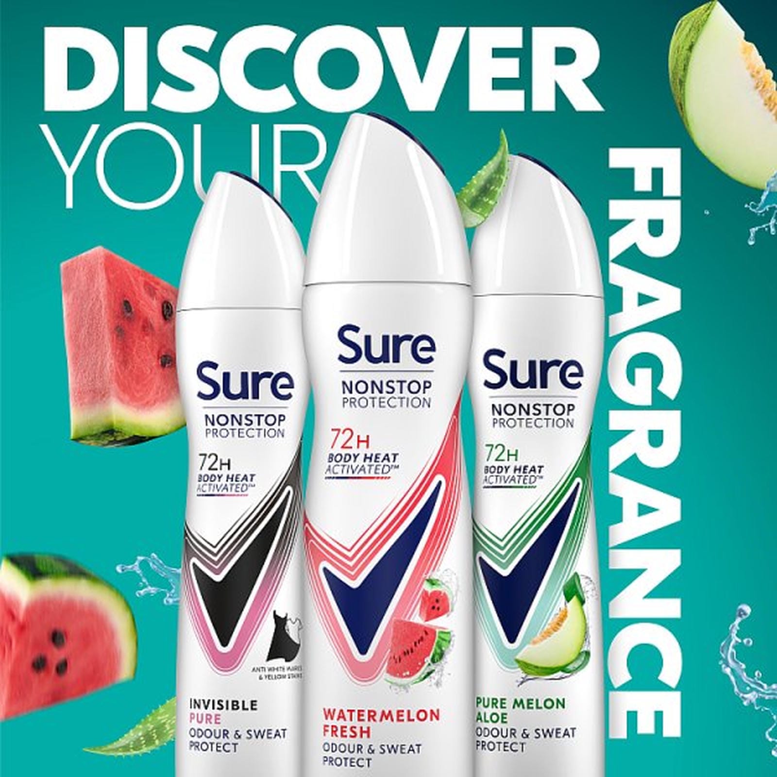 Sure Nonstop Protection Anti-Perspirant Aerosol Watermelon Fresh 150 ml