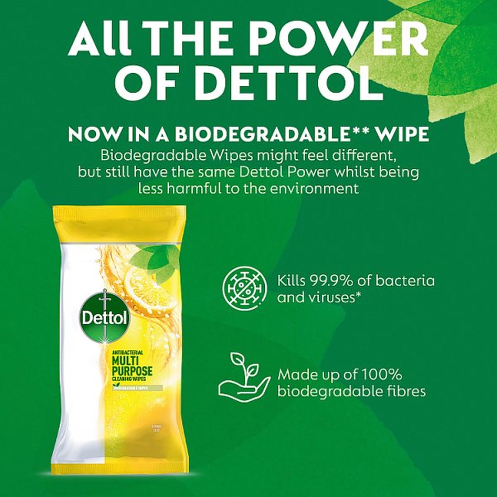 Dettol Antibacterial Multipurpose Cleaning Wipes, Citrus Zest, 30 Large Wipes