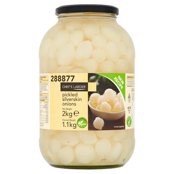 Chef's Larder Pickled Silverskin Onions 2kg Case Of 6 Foodservice Bulk Pack For Deli Counters