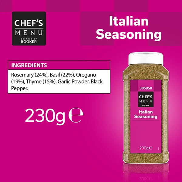 Chef's Menu Italian Seasoning Authentic Mediterranean Flavours Herb Blend 230 g For Pasta Risotto Soups