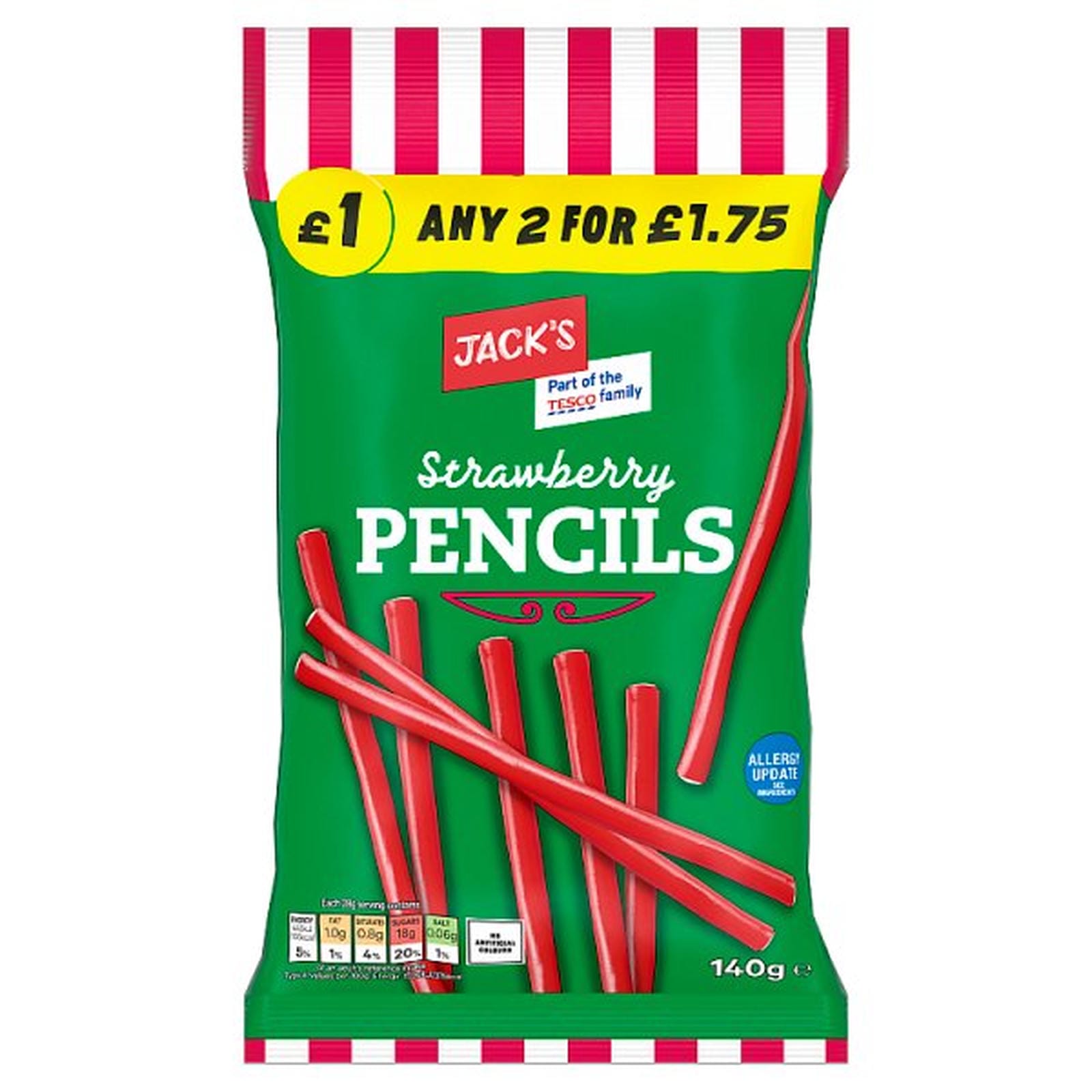 Jack's Strawberry Pencils 140g