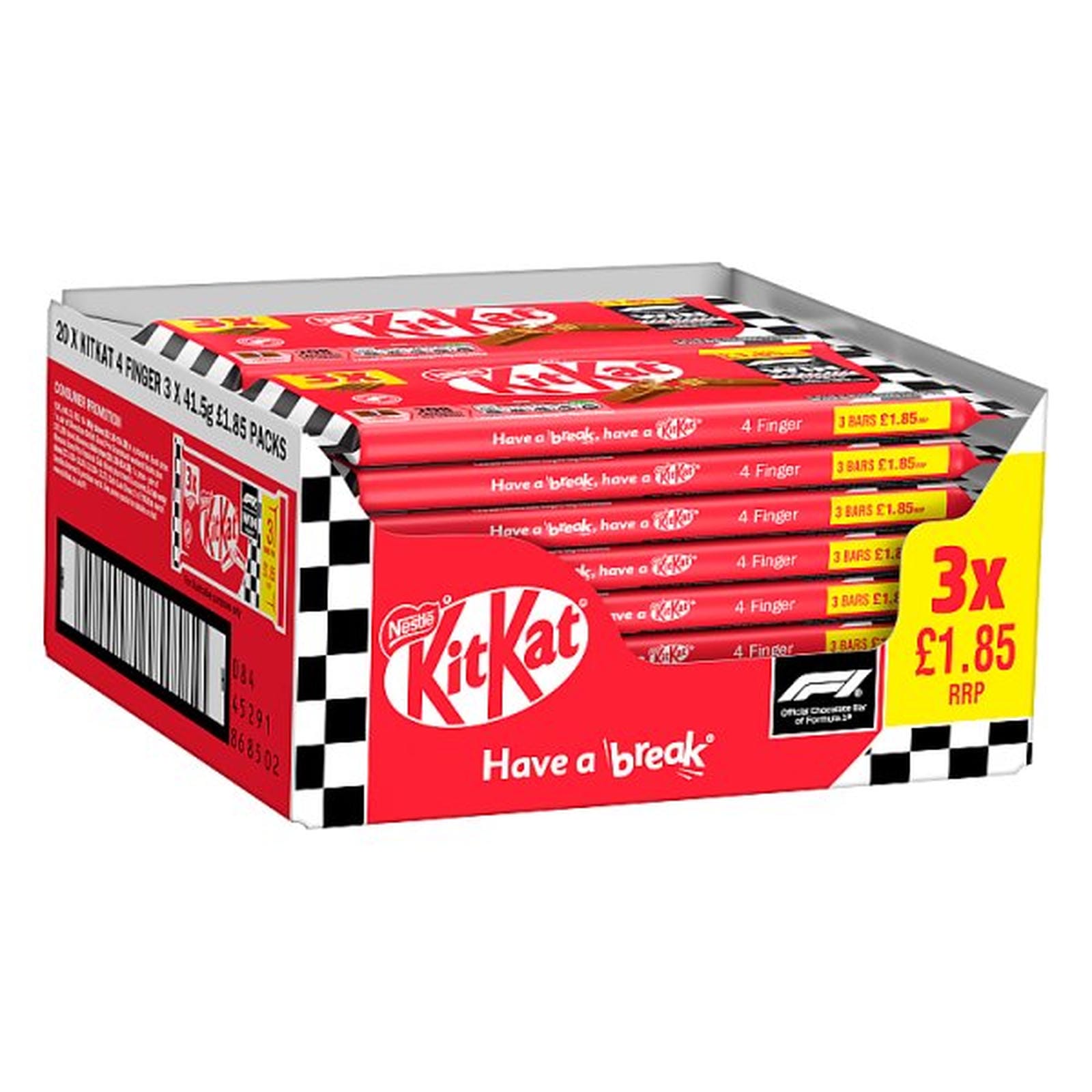 KitKat F1 4 Finger Milk Chocolate Biscuit Bar 3 Pack Multipack 124.5g PMP £1.85