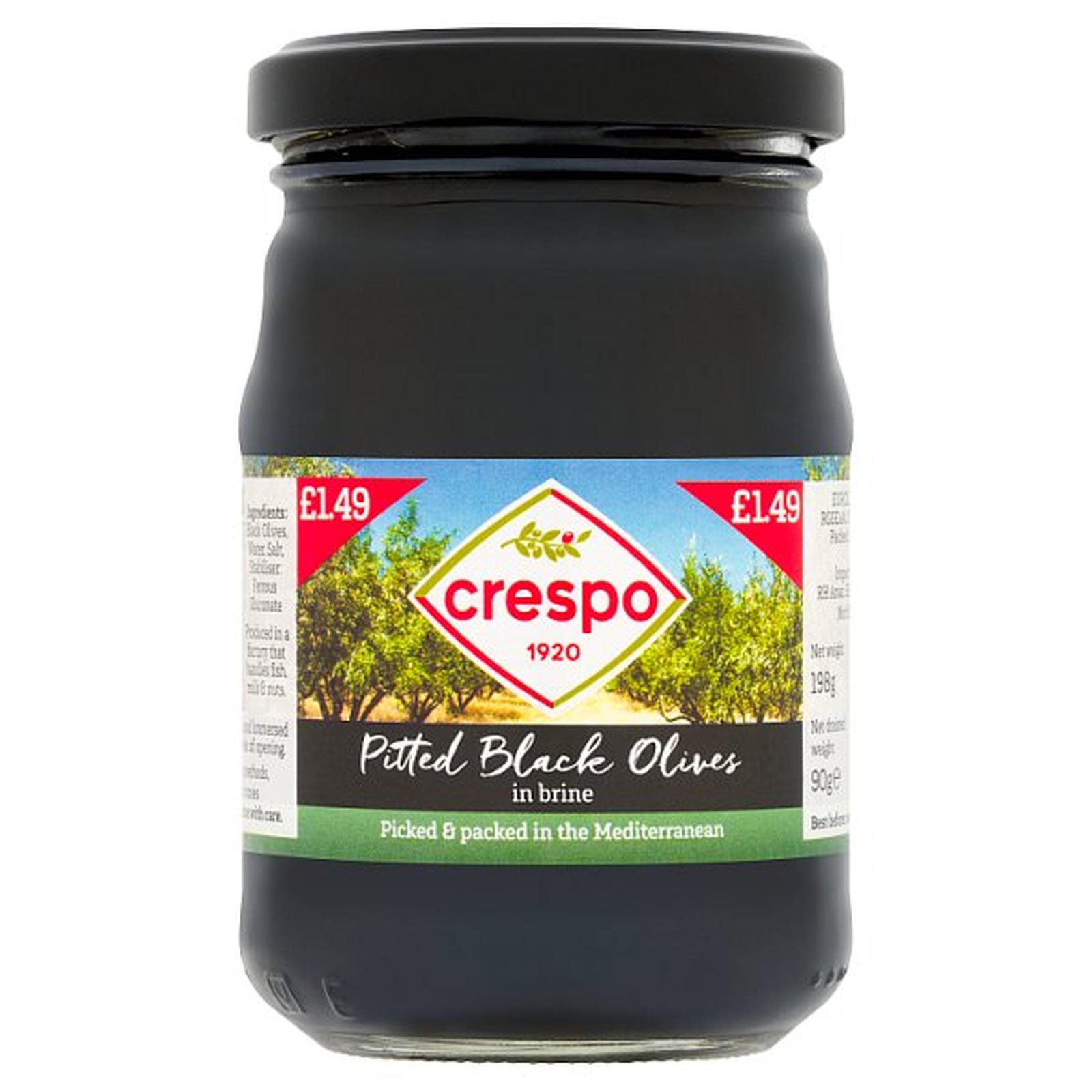 Crespo Pitted Black Olives in Brine 198g