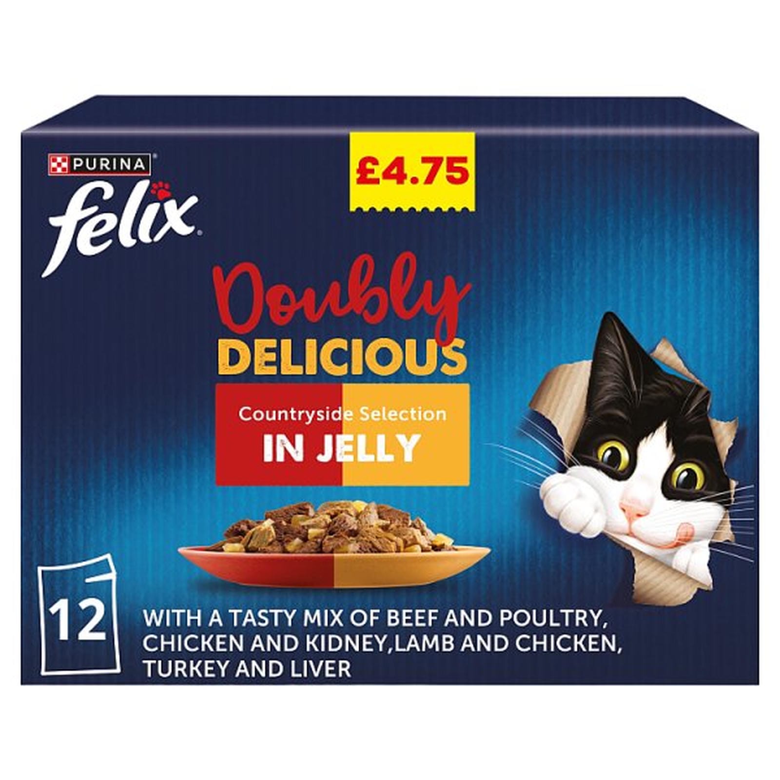 FELIX Doubly Delicious Countryside Selection Wet Cat Food 12x85g PMP