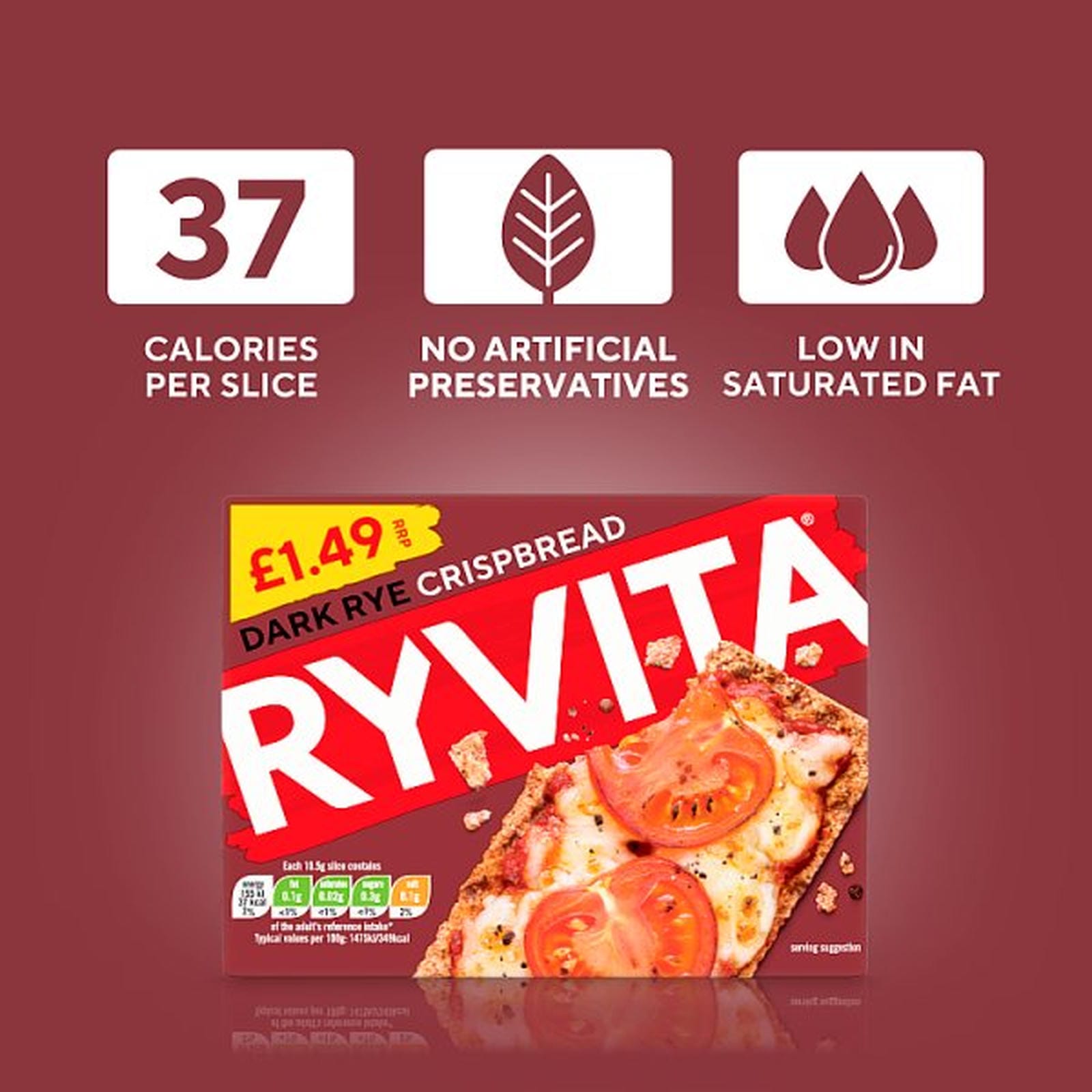 Ryvita Dark Rye Crispbread 200g