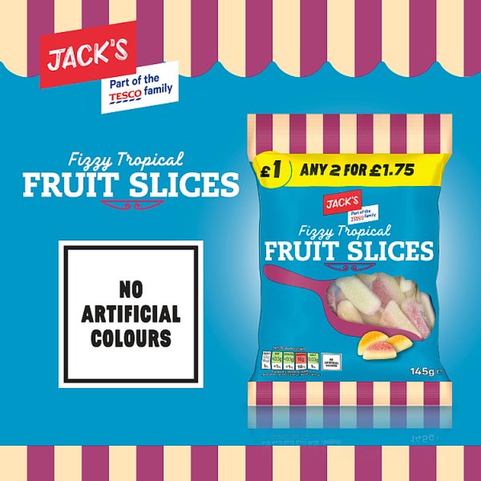 Jack's Fizzy Tropical Fruit Slices 145g