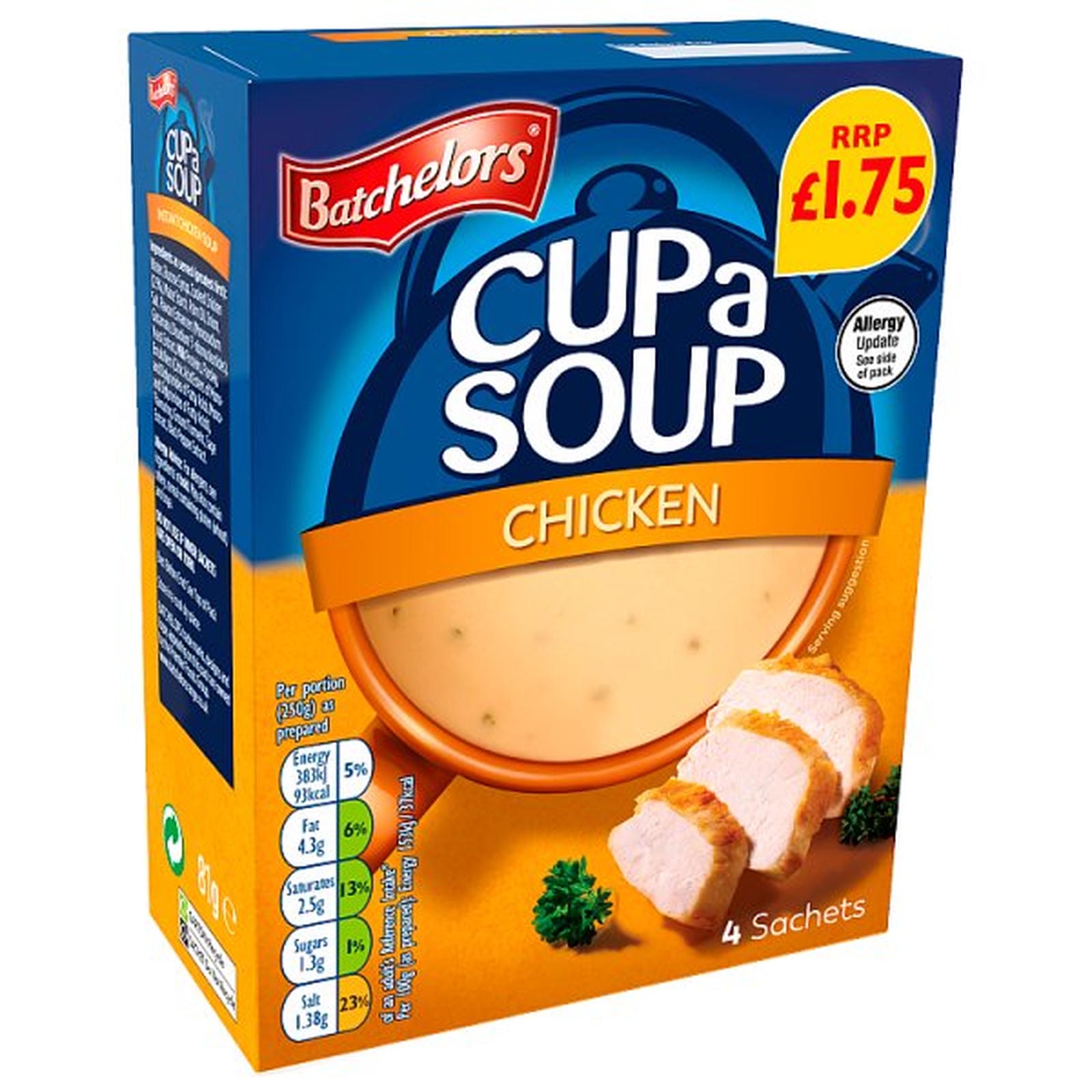 Batchelors Cup a Soup Chicken 4 Instant Soup Sachets 81g