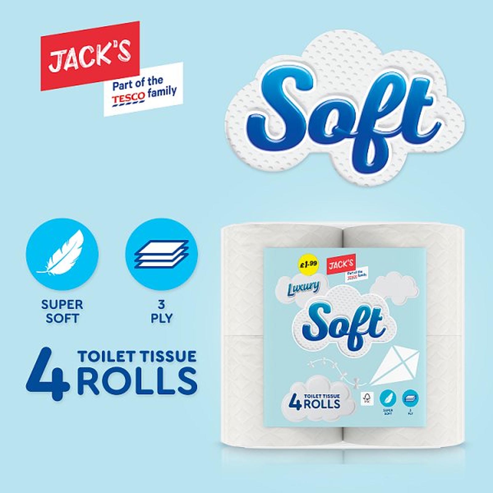 Jack's 4 Luxury Soft Toilet Tissue Rolls
