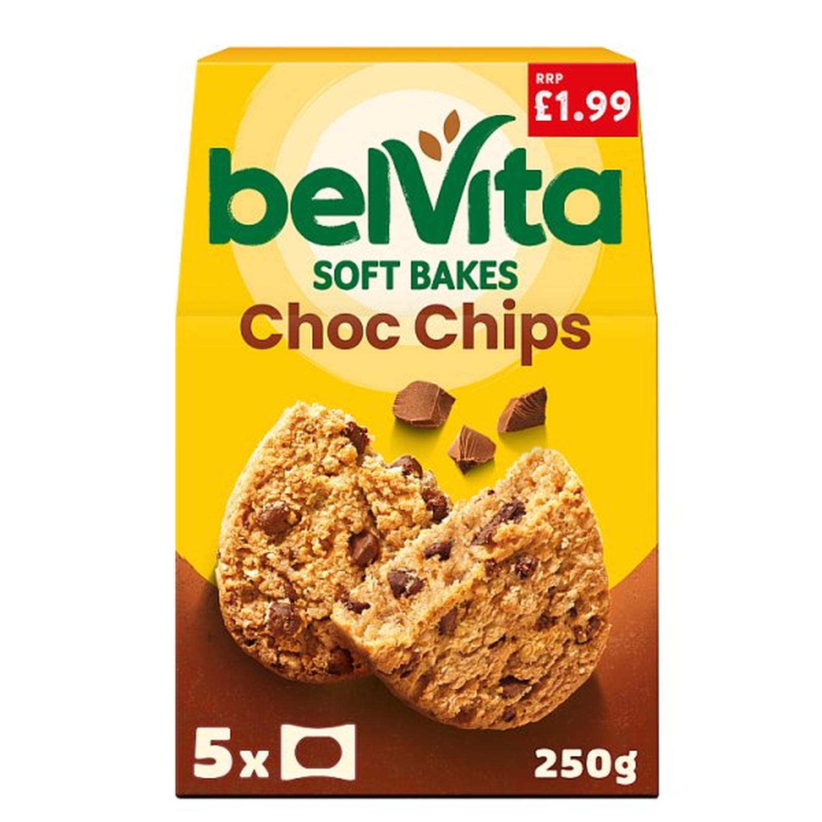 Belvita Soft Bakes Chocolate Chip Cereal Snack Bar Multipack £1.99 PMP 250g (5 x 50g)