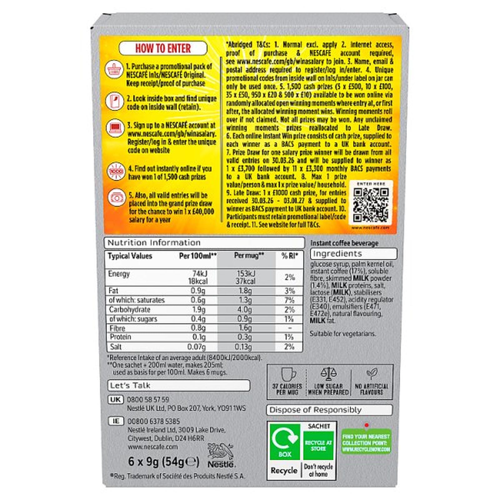 Nescafé 2 in 1 6 x 9g (54g)