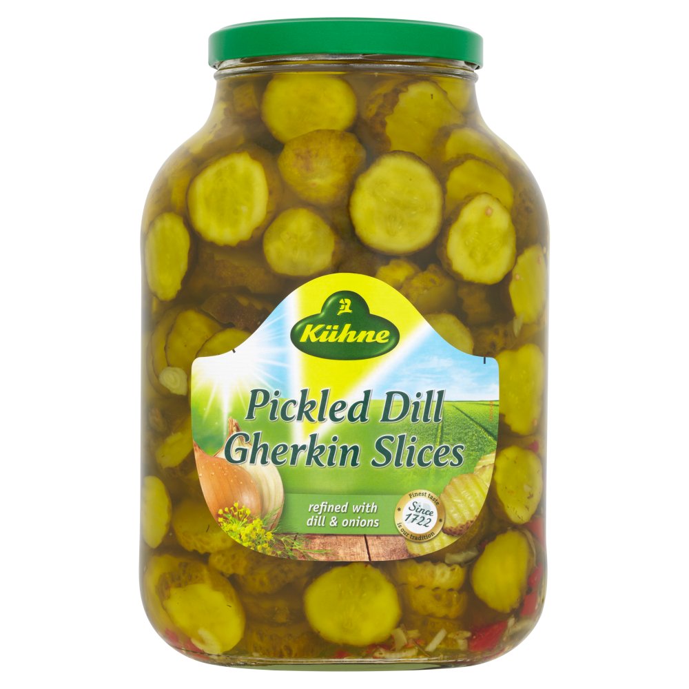 Kühne Pickled Dill Gherkin Slices 2450g – 1 x 2.45kg