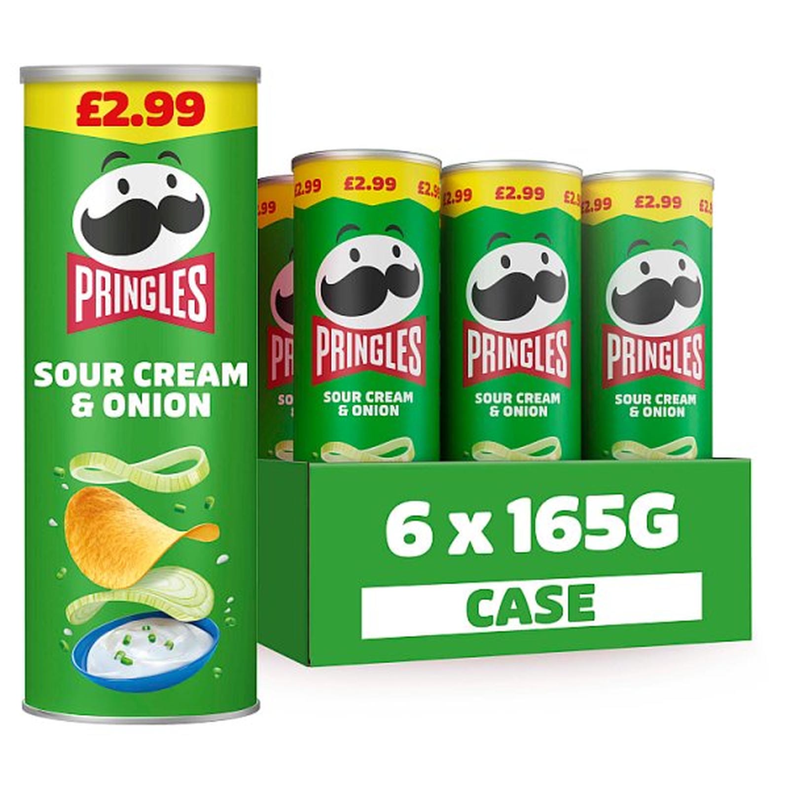 Pringles Sour Cream & Onion Sharing Crisps 6 x 165g PMP £2.99