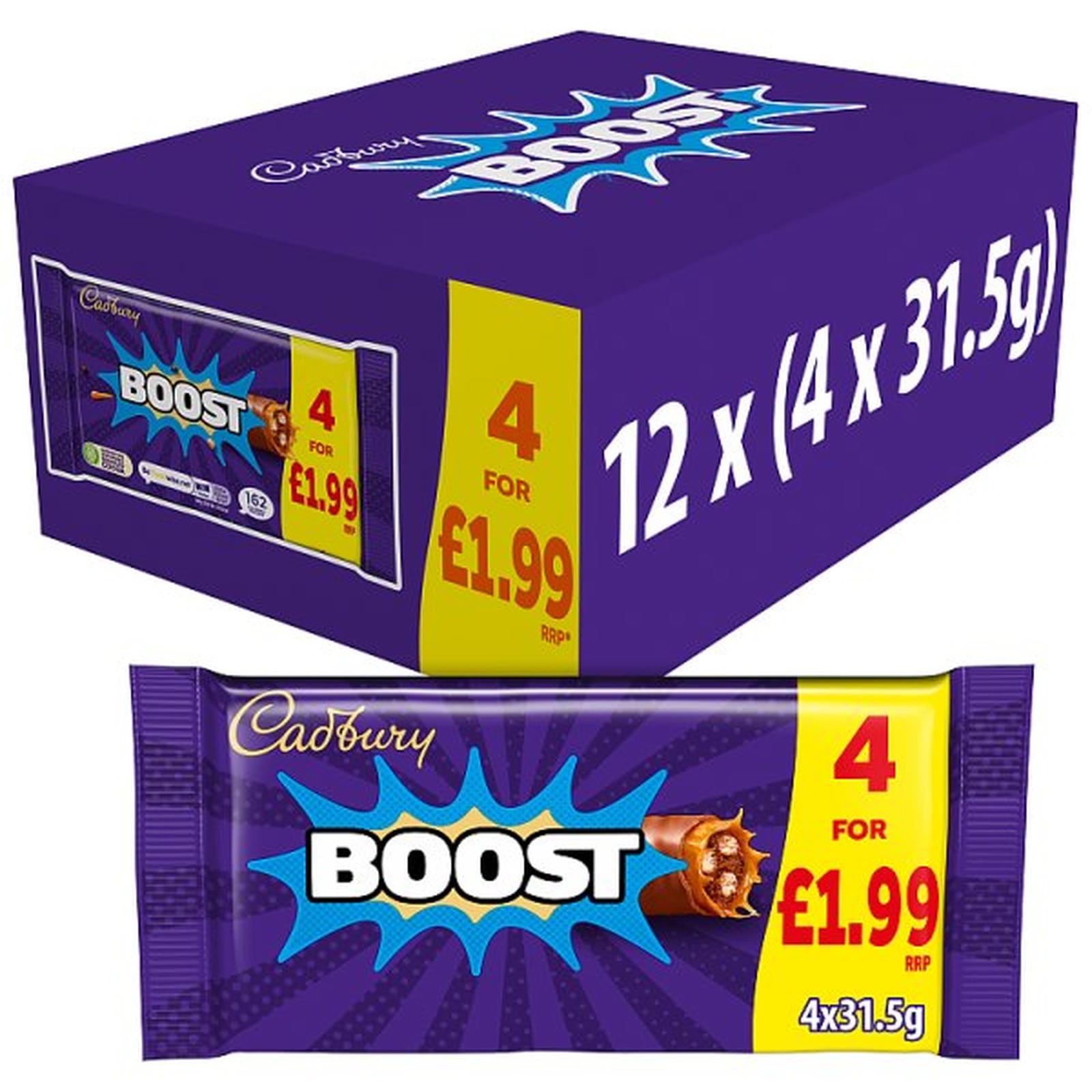 Cadbury Boost Chocolate Bar 4 Pack Multipack £1.99 PMP 126g