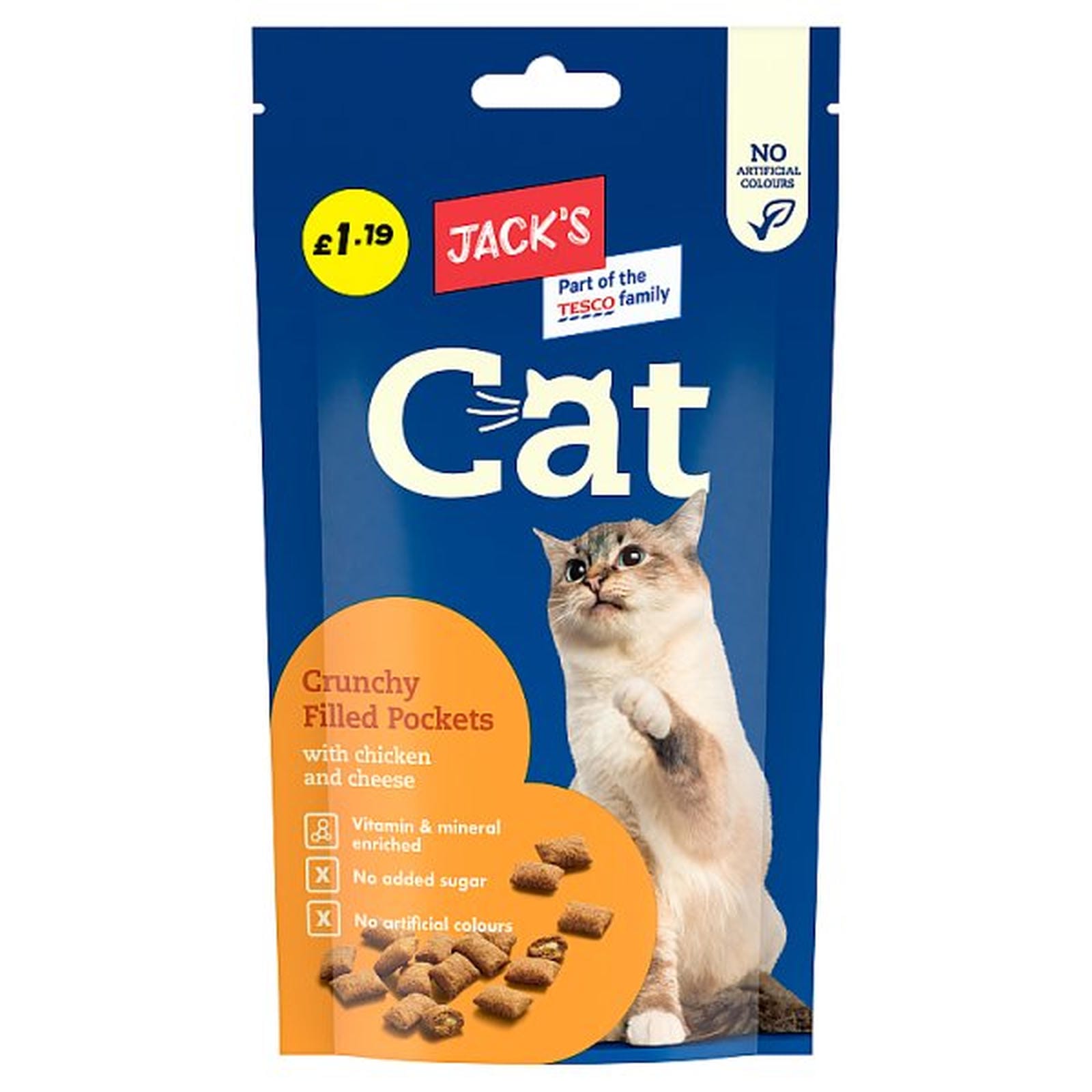 Jack's Cat Crunchy Filled Pockets with Chicken and Cheese 60g