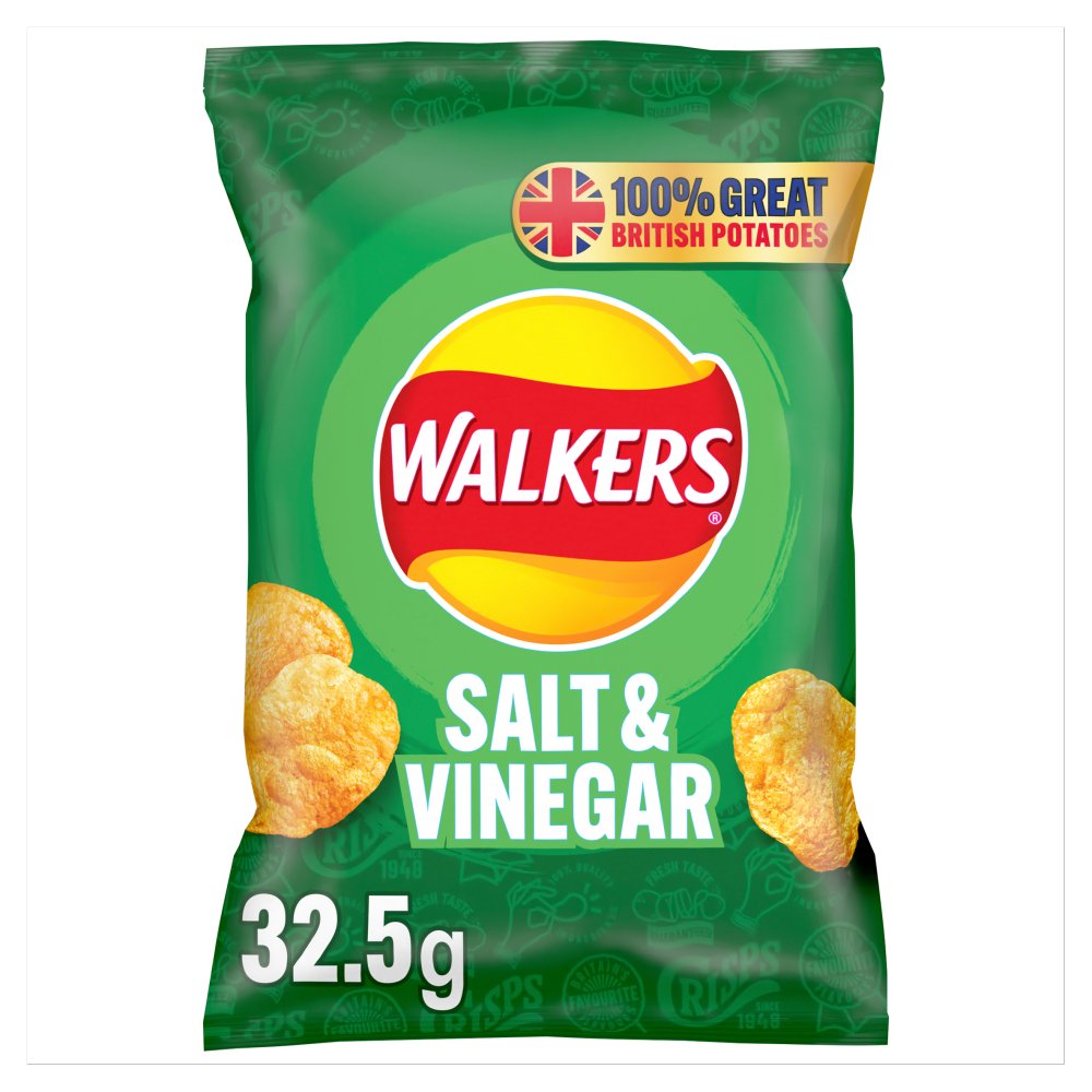 Walkers Salt & Vinegar Crisps 32.5g – 32 x 32.5g