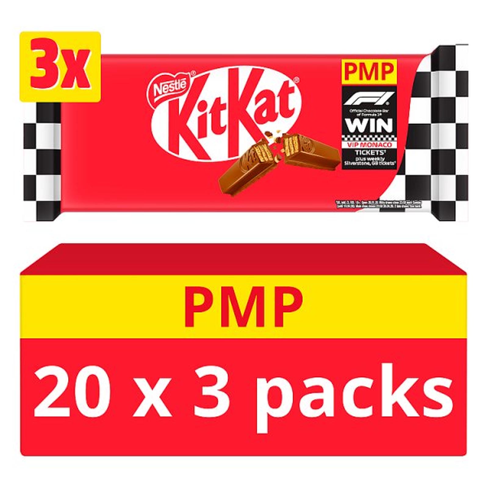 KitKat F1 4 Finger Milk Chocolate Biscuit Bar 3 Pack Multipack 124.5g PMP £1.85