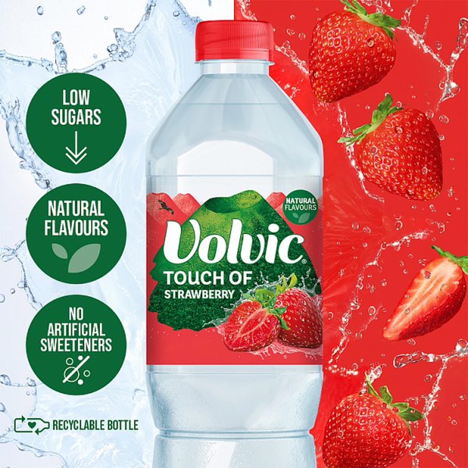 Volvic Touch of Fruit Strawberry Still Flavoured Water 6 x 1.5L