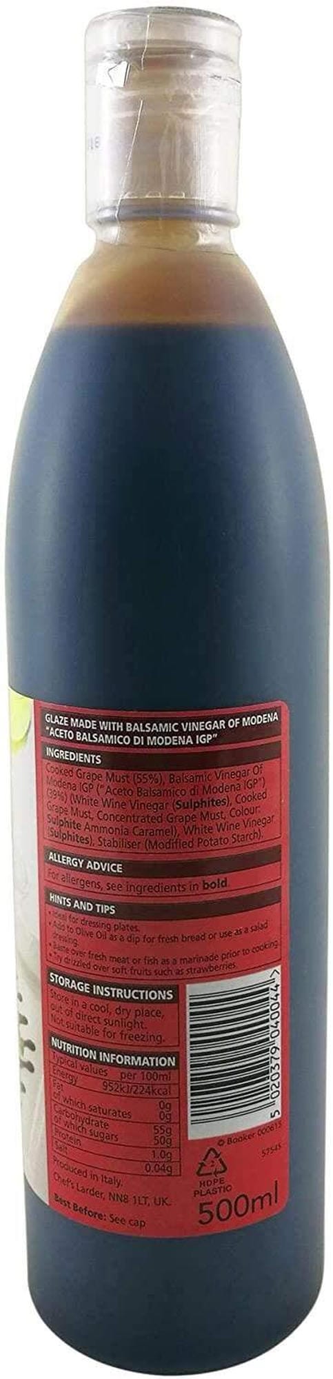 Chef's Larder Balsamic Glaze Rich Reduction for Drizzling on Dishes 500ml Pack of 1