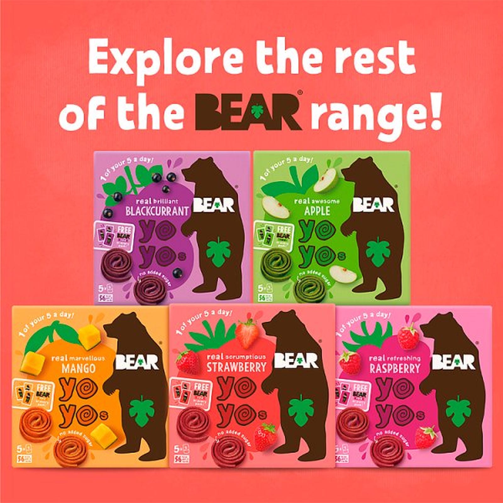 BEAR Fruit Yoyos Refreshing Raspberry Multipack 5x20g
