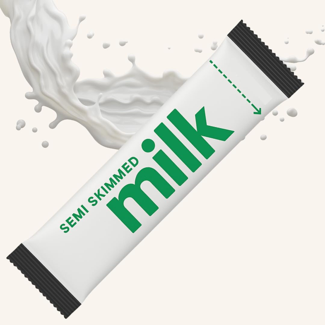WoodzyCo Milk Stick Sachets Semi Skimmed UHT 10ml 25 Pack Multi Pack Travel On The Go