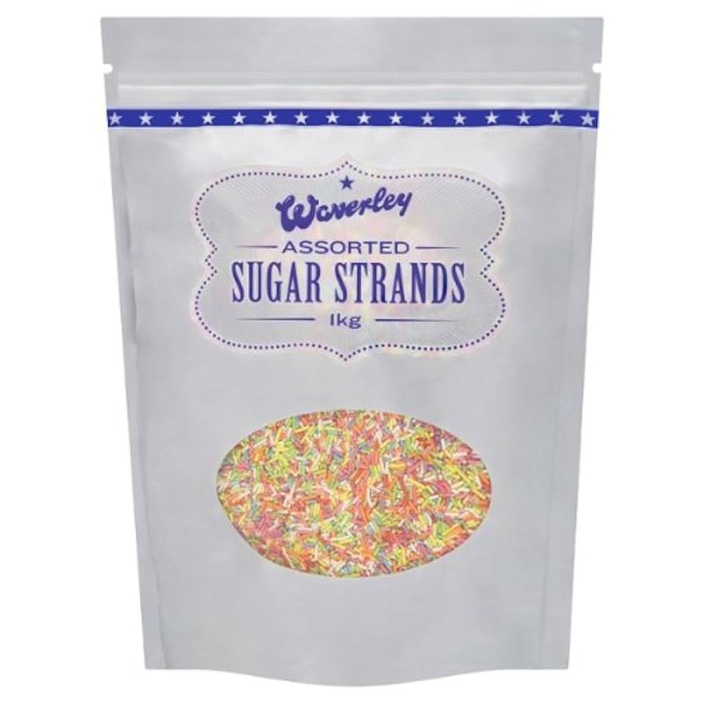 Waverley Sugar Strands Assorted 1kg Pack Edible Colourful Strands for Cakes and Desserts