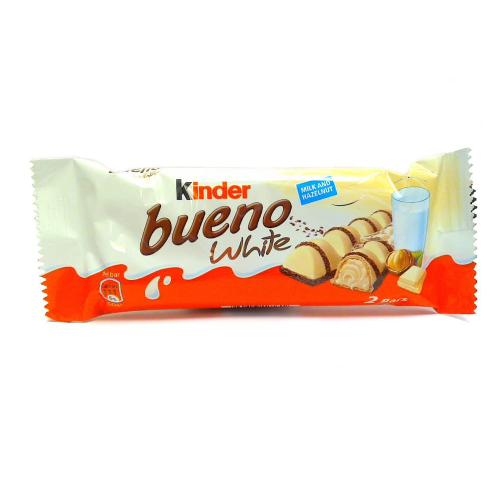 Kinder Bueno White Chocolate & Hazelnut Wafer Biscuit Snack Bar 39g – 30 x 39g