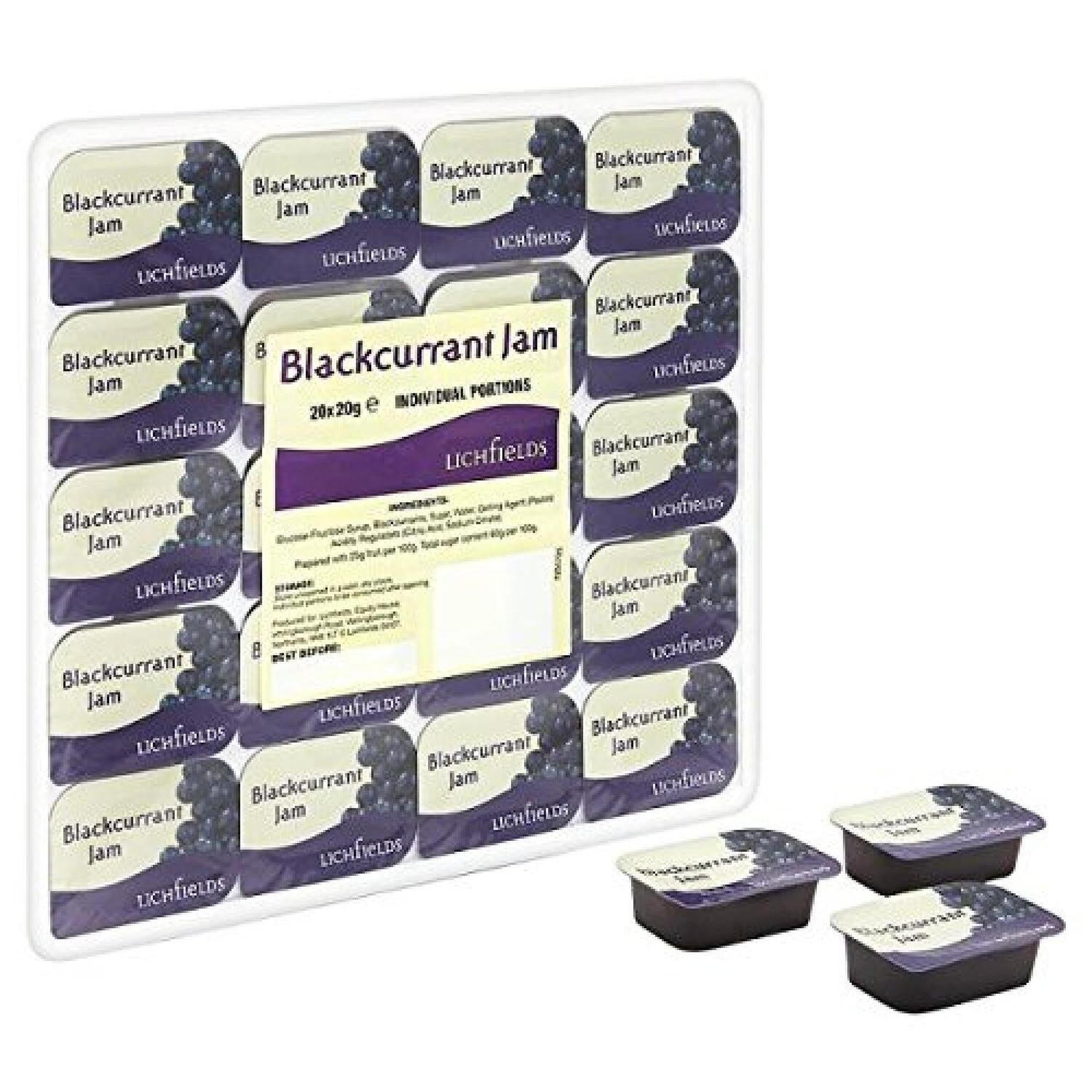 Lichfields Blackcurrant Jam Individual Portions 20 g Each 20 x 20 g Multi Pack Bulk