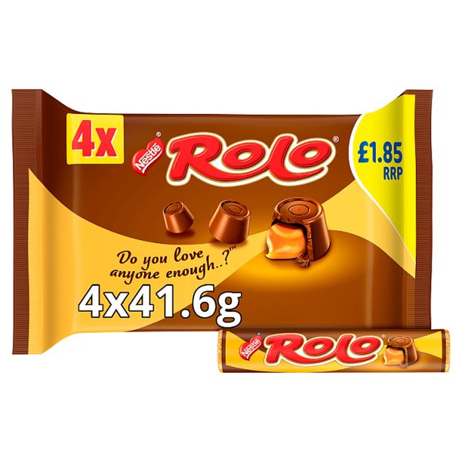 Rolo Milk Chocolate & Toffee Tube 4 Pack Multipack 166.4g PMP £1.85