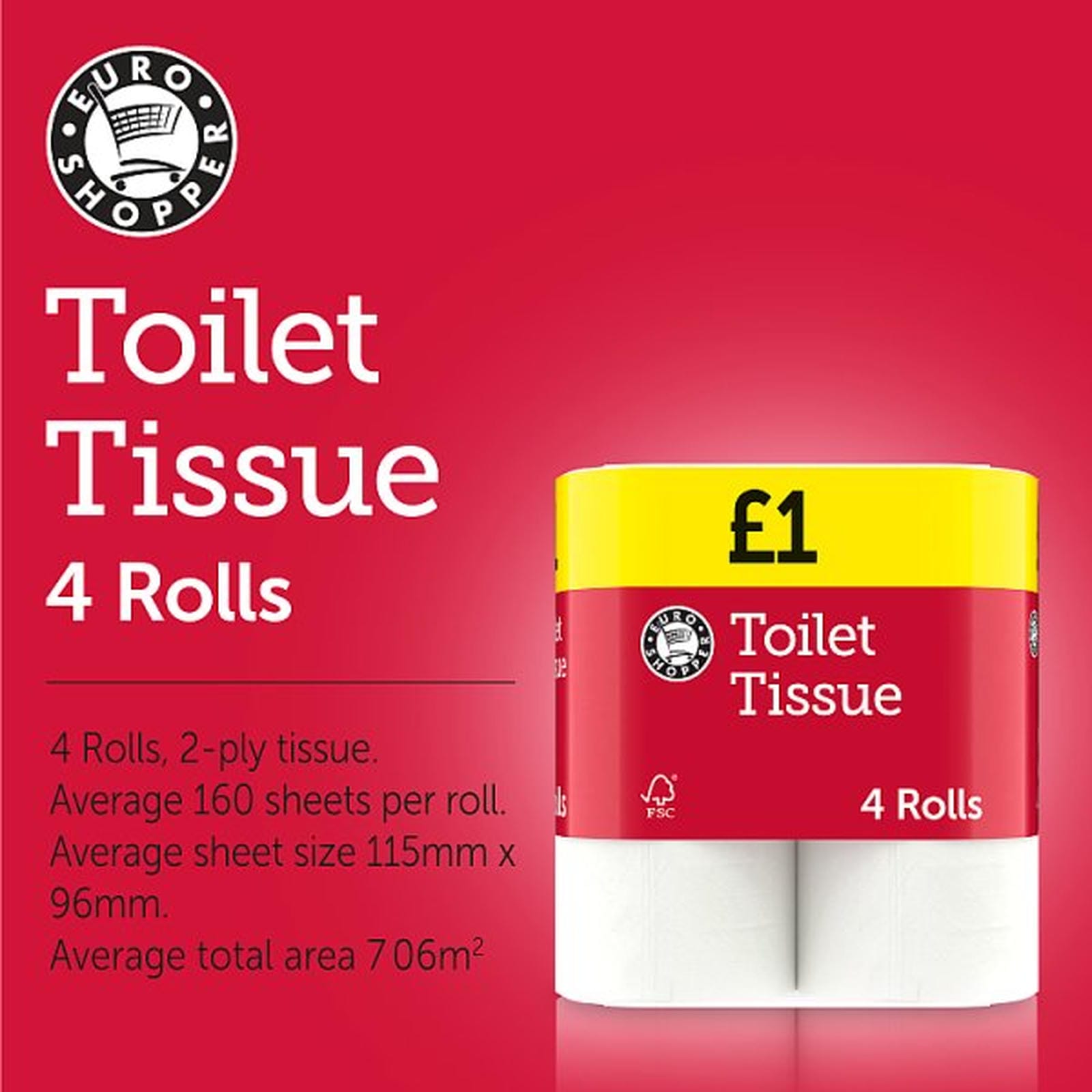 Euro Shopper Toilet Tissue 4 Rolls