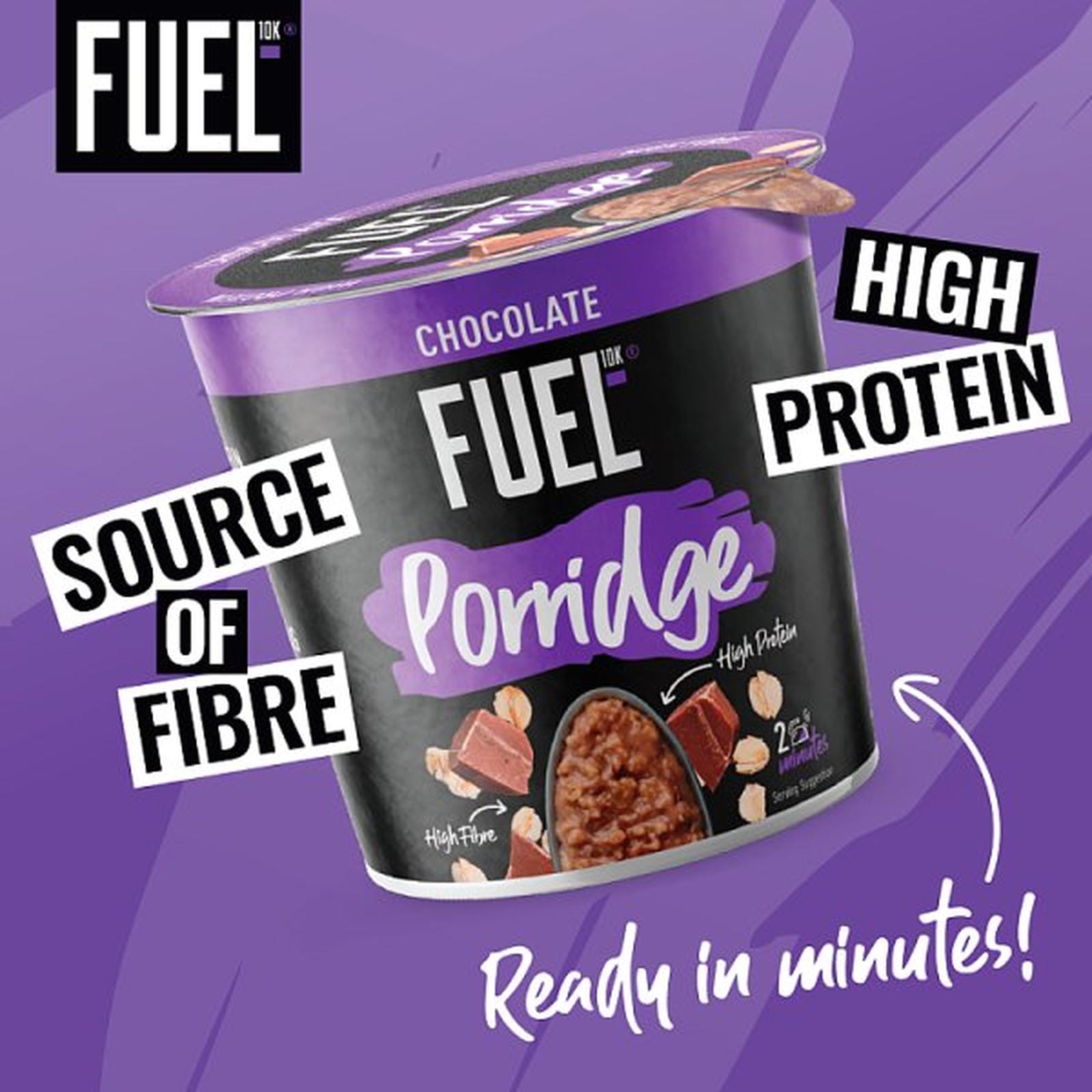 FUEL10K High Protein Chocolate Porridge Oat Cereal Pot 70g