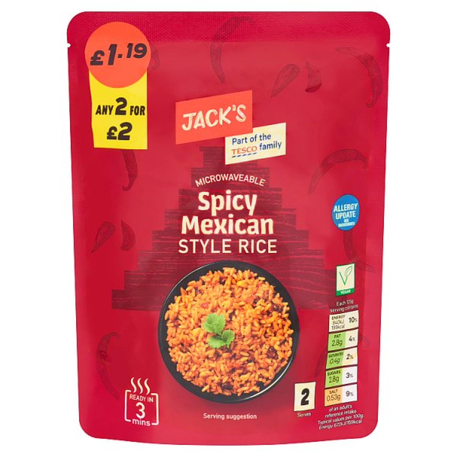 Jack's Microwaveable Spicy Mexican Style Rice 250g