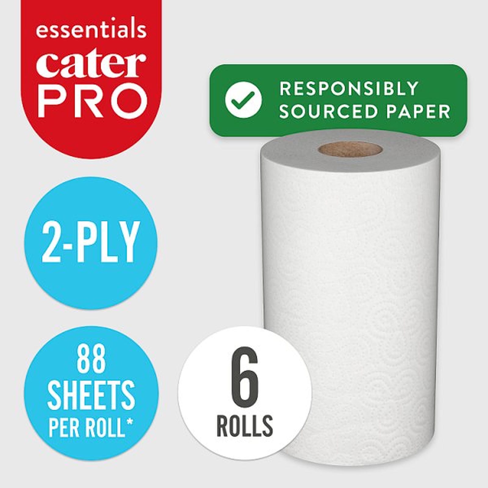 CaterPro Essentials 6 Paper Kitchen Towel Double Rolls
