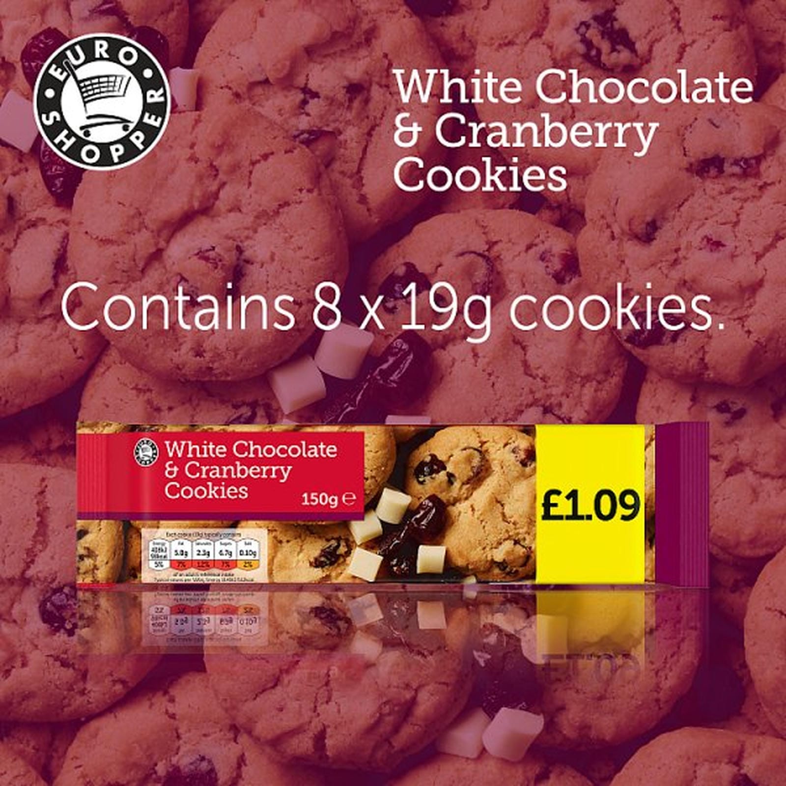 Euro Shopper White Chocolate & Cranberry Cookies 150g