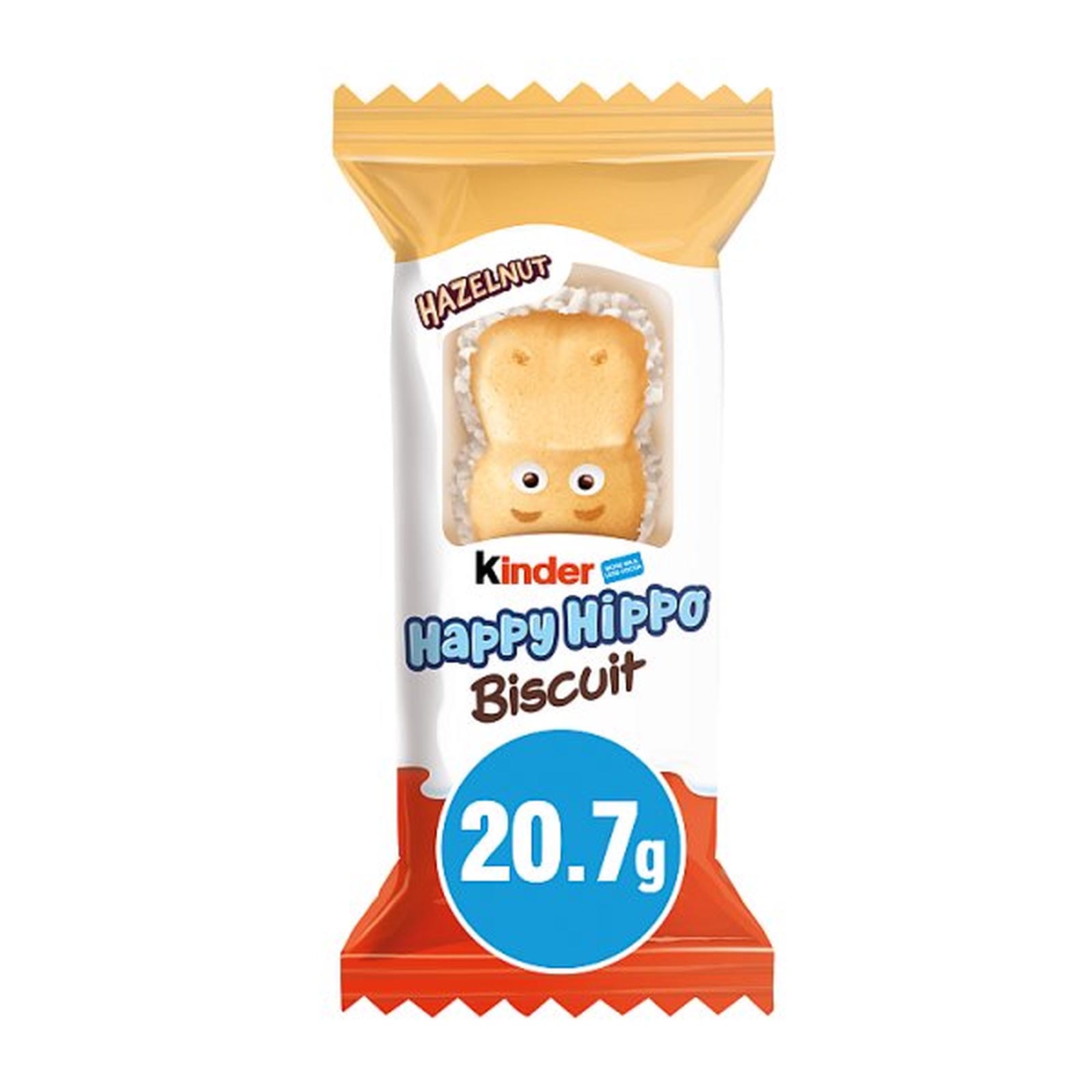 Kinder Happy Hippo Milk & Hazelnut Filling Wafer Biscuit Snack Bar 20.7g