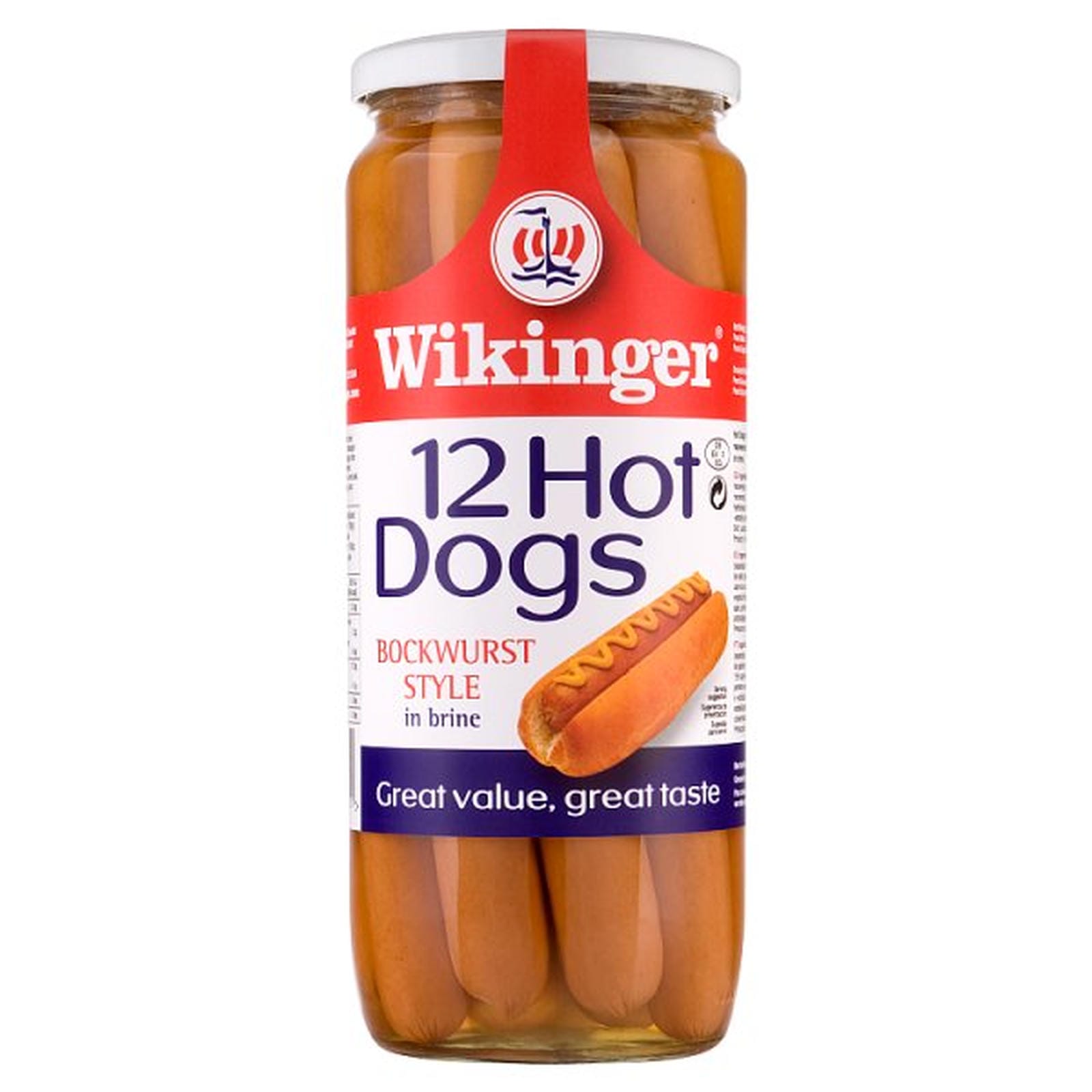 Wikinger 12 Hot Dogs Bockwurst Style in Brine 1030g