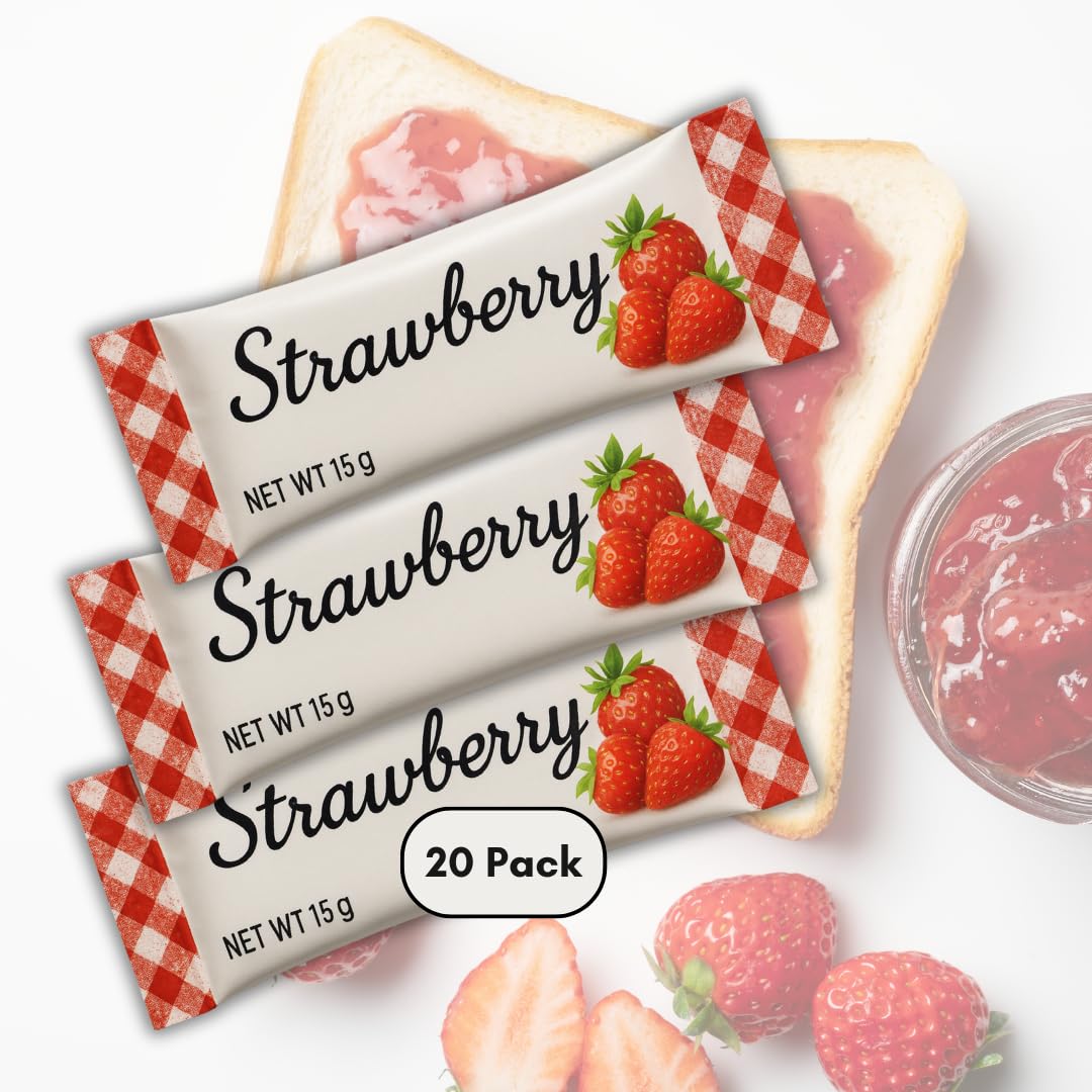 Strawberry Conserve Sticks French Jam 15g Portion Packs 20 Pack Single-Serve Sachets