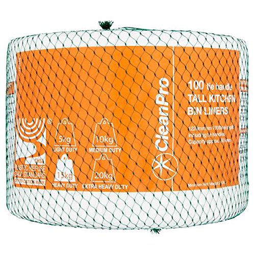 CleanPro 100 Tie Handle Tall Kitchen Bin Liners – 4 x 100s