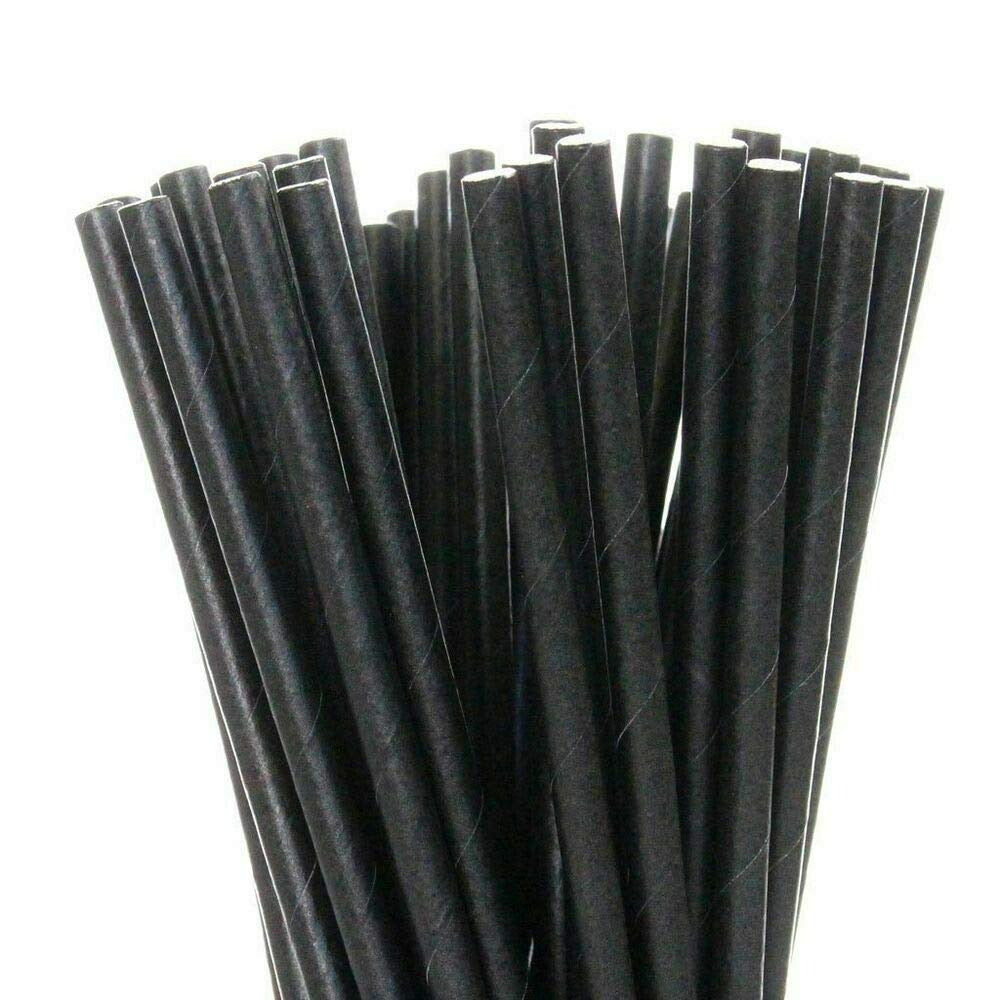 CaterPro 250 Paper Straws Black 210mm – 20 x 250s