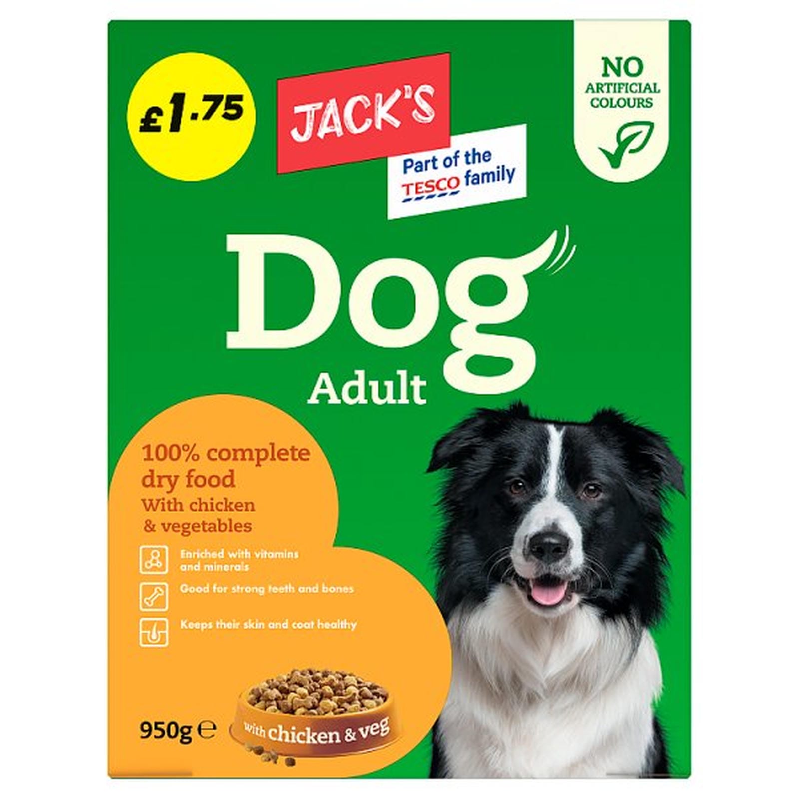 Jack's Dog Adult 100% Complete Dry Food with Chicken & Veg 950g